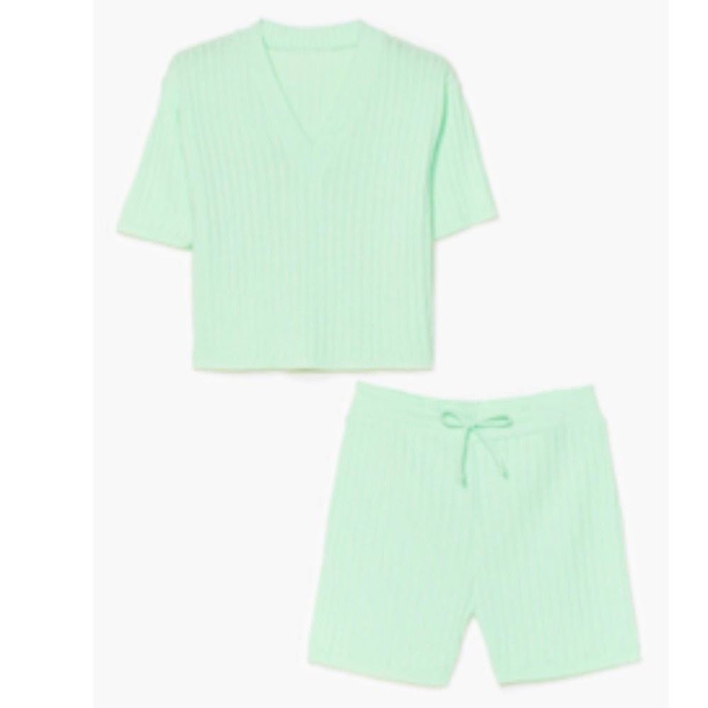 Knit Ribbed Shorts Lounge Set